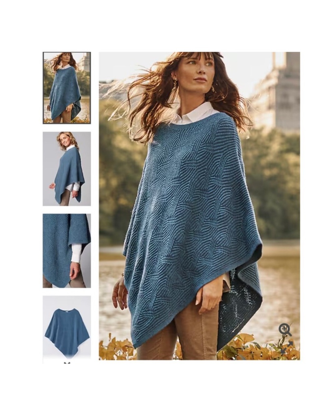 J.Jill Blue Knit Poncho Sweater - Women